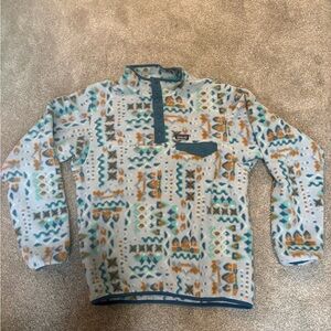 Patagonia Synchilla Fleece Pullover - Teal, Blue & Mustard Print